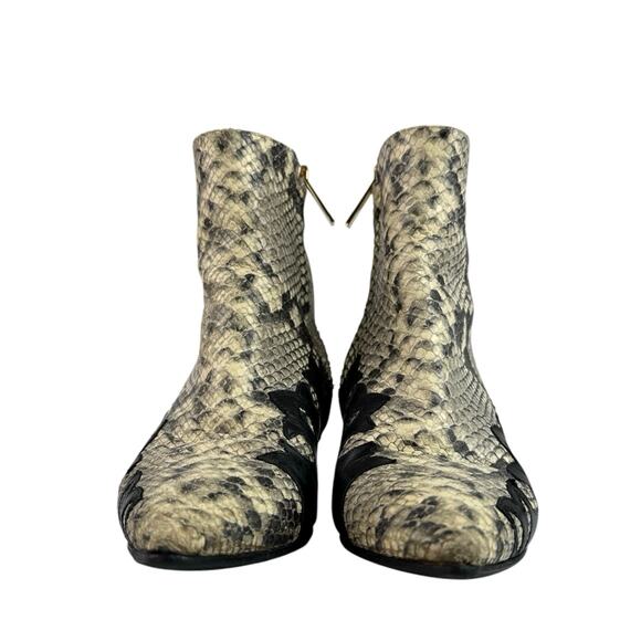 Coliac Calvin Black White Leather Snakeskin Pointed Toe Ankle Boots Sz 37 US 6.5 - Picture 2 of 9